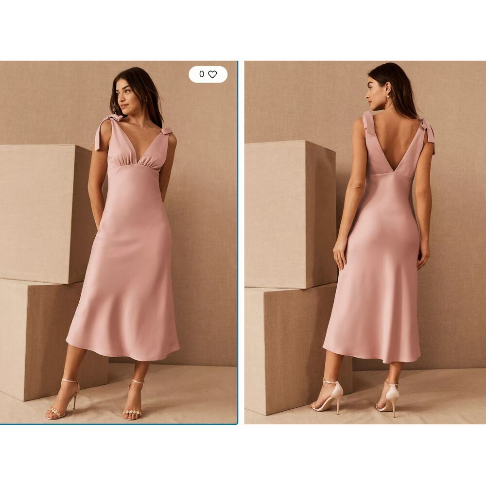 BHLDN Hudson Satin Charmeuse Dress New With Tags Size 4 Blush Pink